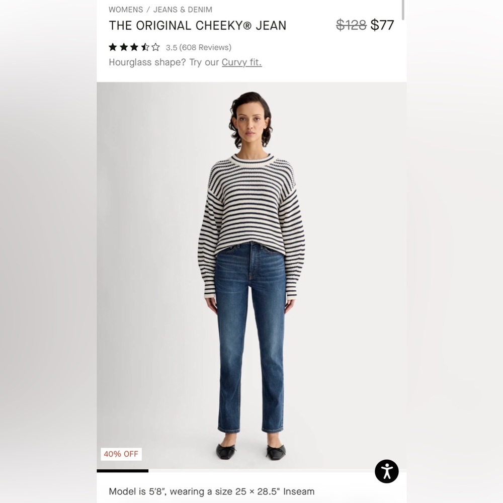 Everlane The Cheeky Jean in Classic Blue